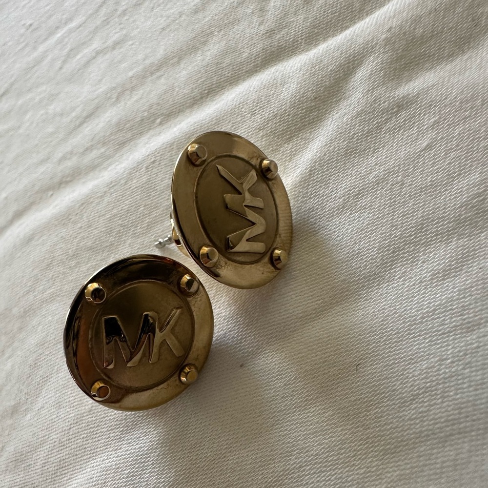 Michael Kors Gold Logo Stud Earrings - Picture 5 of 6
